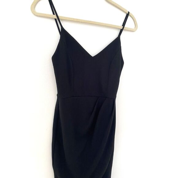Lulus Black Bodycon Strappy Stretchy Polyester Dress Fitted Mini Night Out Sz M - Picture 3 of 12